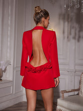 Load image into Gallery viewer, Dacre Back Cutout Flower Blazer In Red

