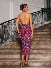 Load image into Gallery viewer, Dandelion Halterneck Sequin Midi Dress
