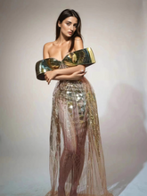 Load image into Gallery viewer, Daryle Off Shoulder Sequin Split Maxi Dress
