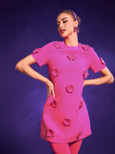 Load image into Gallery viewer, Dashiell Short Sleeve Floral Embellished Mini Dress
