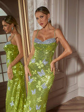 Load image into Gallery viewer, Dayshaun Butterfly Rhinestone Sequin  Maxi Dress
