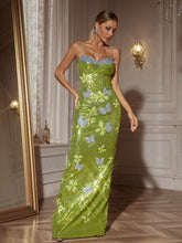 Load image into Gallery viewer, Dayshaun Butterfly Rhinestone Sequin  Maxi Dress

