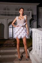Load image into Gallery viewer, Derby Pearl Feather Sequin Dress
