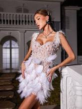 Load image into Gallery viewer, Derby Pearl Feather Sequin Dress
