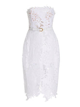 Load image into Gallery viewer, Despina White Lace Midi Dress
