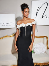 Load image into Gallery viewer, Devrim Bow Fringe Bandage Midi Dress
