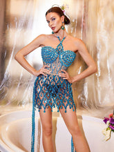 Load image into Gallery viewer, Diego Rhinestone Fringe Sequin Mini Dress

