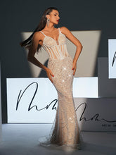 Load image into Gallery viewer, Dion Spaghetti Pearl Embellished Sequin Dress
