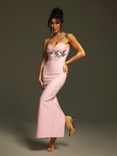 Load image into Gallery viewer, Doers Strapless Flower Crystal Bandage Maxi Dress
