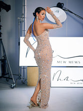Load image into Gallery viewer, Douglas Strapless Rhinestone Maxi Dress With Gloves
