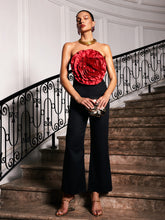Load image into Gallery viewer, Dunja Strapless Flower Jumpsuit In Black
