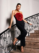 Load image into Gallery viewer, Dunja Strapless Flower Jumpsuit In Black
