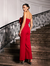 Load image into Gallery viewer, Dunja Strapless Flower Jumpsuit In Red
