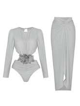 Load image into Gallery viewer, Duru Long Sleeve Flower Swimwear Two Piece Set
