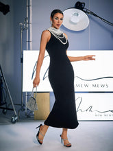 Load image into Gallery viewer, Dustin High Neck Pearl Embellished Maxi Dress
