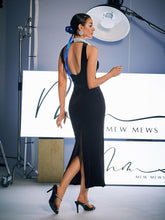 Load image into Gallery viewer, Dustin High Neck Pearl Embellished Maxi Dress
