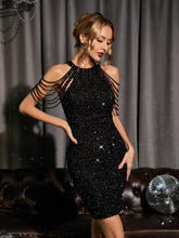 Load image into Gallery viewer, Eda Sequin Bodycon Mini Dress In Black
