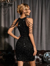 Load image into Gallery viewer, Eda Sequin Bodycon Mini Dress In Black

