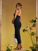 Load image into Gallery viewer, Elihu Spaghetti Flower Bandage Midi Dress
