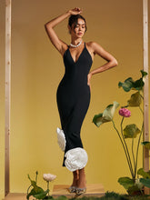 Load image into Gallery viewer, Elihu Spaghetti Flower Bandage Midi Dress
