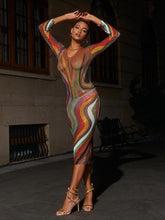 Load image into Gallery viewer, Elinda Long Sleeve Mesh Midi Dress
