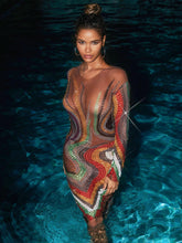 Load image into Gallery viewer, Elinda Long Sleeve Mesh Midi Dress
