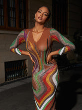 Load image into Gallery viewer, Elinda Long Sleeve Mesh Midi Dress
