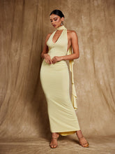 Load image into Gallery viewer, Elisheva Backless Flower Draped Maxi Dress
