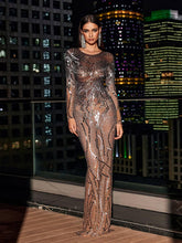 Load image into Gallery viewer, Emilio Long Sleeve Acrylic Maxi Dress
