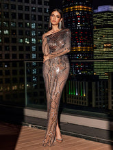 Load image into Gallery viewer, Emilio Long Sleeve Acrylic Maxi Dress

