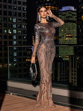 Load image into Gallery viewer, Emilio Long Sleeve Acrylic Maxi Dress
