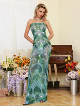 Load image into Gallery viewer, Ennis Strapless Flower Embellished Maxi Dress
