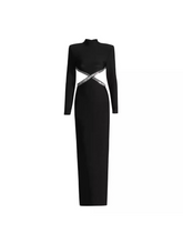 Load image into Gallery viewer, Ephai Rhinestone Cutout Bandage Dress In Black
