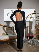 Load image into Gallery viewer, Ephai Rhinestone Cutout Bandage Dress In Black
