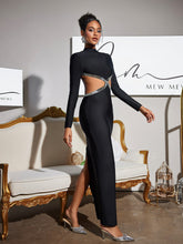 Load image into Gallery viewer, Ephai Rhinestone Cutout Bandage Dress In Black
