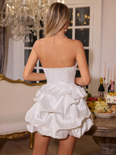 Load image into Gallery viewer, Erika Strapless Flower Satin Mini Dress
