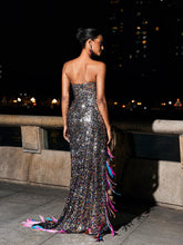 Load image into Gallery viewer, Ernest Strapless Feather Split Sequin Dress
