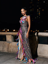 Load image into Gallery viewer, Ernest Strapless Feather Split Sequin Dress
