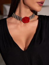 Load image into Gallery viewer, Erosa Crystal Rose Necklace In Red
