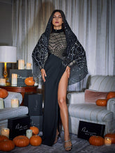 Load image into Gallery viewer, Esmeree Long Sleeve Cobweb Sequin Split Dress

