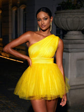 Load image into Gallery viewer, Essie One Shoulder Tulle Maxi Dress
