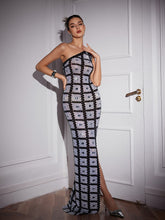Load image into Gallery viewer, Esti One Shoulder Printed Rhinestone Maxi Dress
