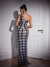 Load image into Gallery viewer, Esti One Shoulder Printed Rhinestone Maxi Dress
