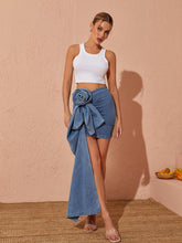 Load image into Gallery viewer, Eufemia Rose Draped Denim Skirt
