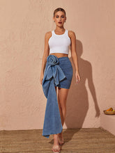 Load image into Gallery viewer, Eufemia Rose Draped Denim Skirt
