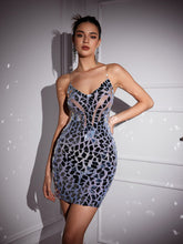 Load image into Gallery viewer, Eunice Printed Acrylic Mesh Mini Dress
