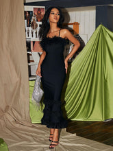 Load image into Gallery viewer, Evolet Feather Tiered Bandage Dress
