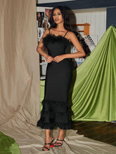 Load image into Gallery viewer, Evolet Feather Tiered Bandage Dress
