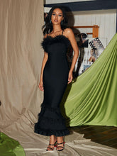 Load image into Gallery viewer, Evolet Feather Tiered Bandage Dress
