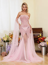 Load image into Gallery viewer, Evren Pearl Embellished Tulle Maxi Dress

